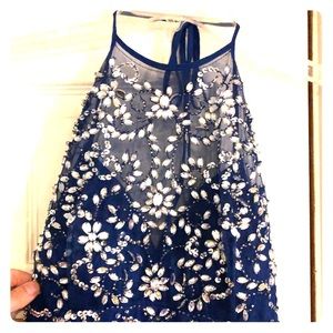 Dark blue halter prom dress. Worn once
